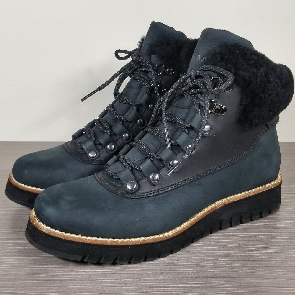 Cole Haan Zerogrand Explore Hiker Boot, Black Leather & Suede, Womens Size 6 B